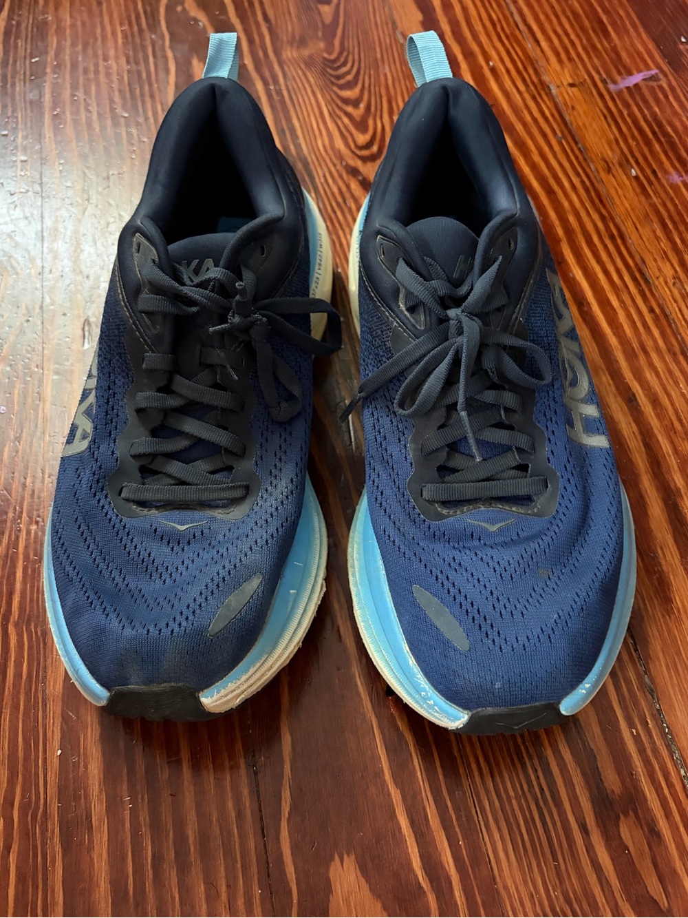 Hoka One One Bondi 8 Running Shoes Mens Size 9 D Outer Space All Aboard Blue
